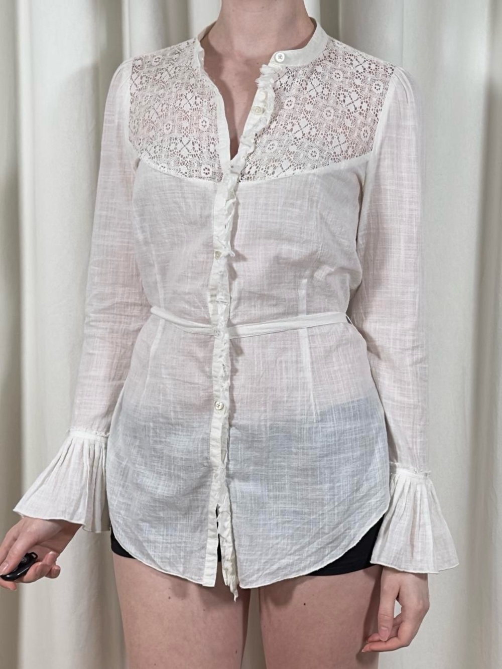 Vintage Free People Gauzy Lace Blouse - Picture 3 of 7